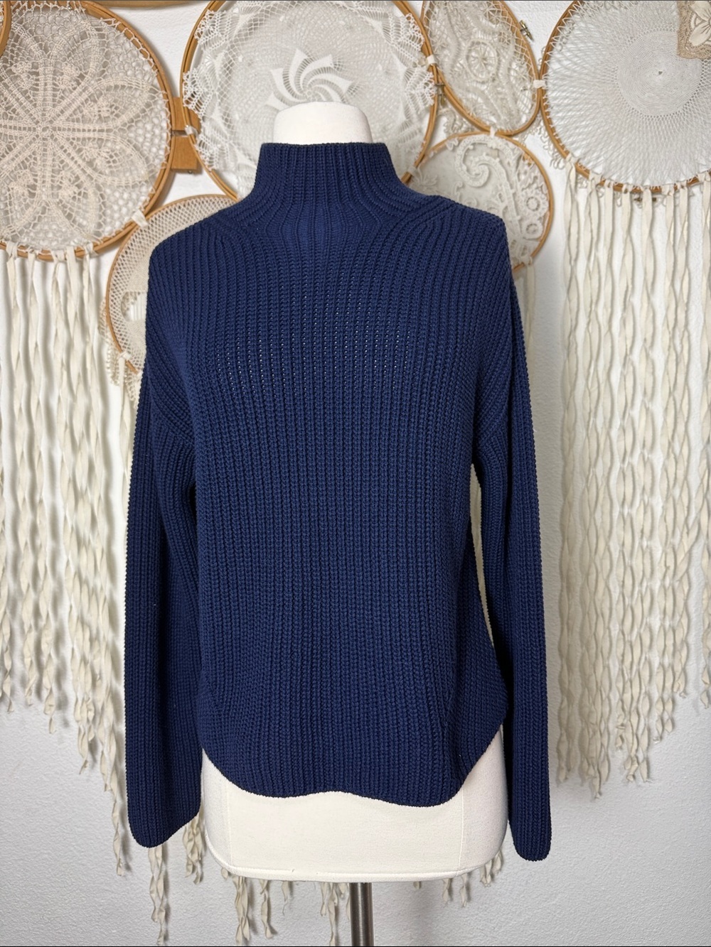 Poetry Cotton Funnel Neck Sweater in Ink Size US2